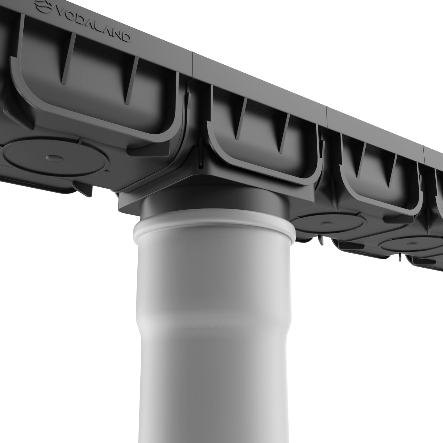 Vodaland - 4 Inch Trench Drain System with Grate - Black - Easy 2 (5 Pack)