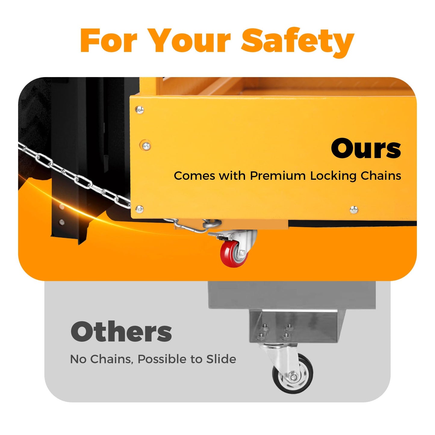 45x43 Inch Forklift Safety Cage 1400 lbs Capacity, Aerial Lift Basket, Collapsible Design, 4 Wheels