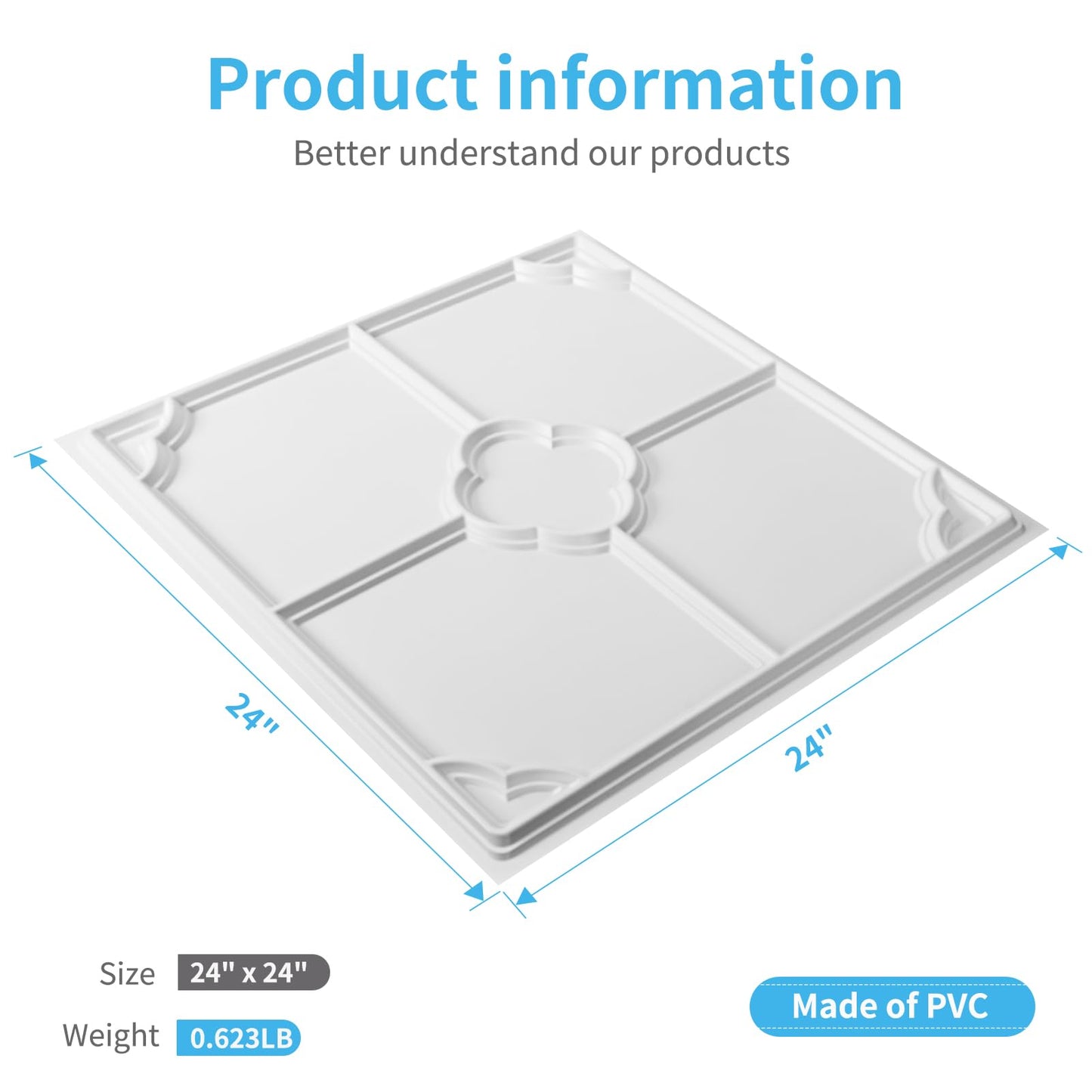 Art3d 12-Pack Lightweight Drop Ceiling Tiles for Suspended Grid, 2x2 ft Ceiling Panels in White, Cover 48 Sq.Ft