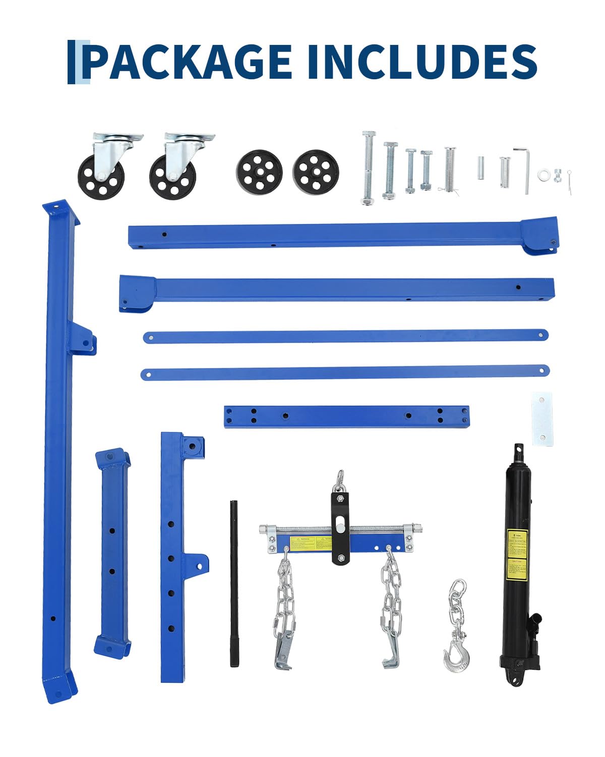 3000 LBS Hydraulic Engine Hoist with Lever, 1.5-Ton Telescoping Boom Shop Crane with 4 Heavy-Duty Casters, Garage & Warehouse Cherry Picker for Automotive, Machinery, and Equipment Lifting, Blue