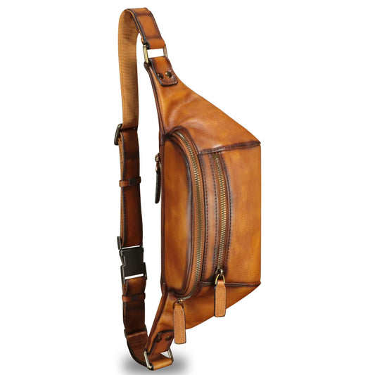 Genuine Leather Fanny Pack for Women and Men Vintage Real Leather Waist Bag Hip Bum Crossbody Sling Bags (Brown)