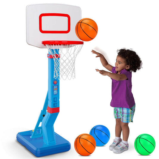 Toddler Basketball Hoop Indoor Mini Adjustable Basketball Goal with Ball Pump Outdoor Toys Backyard Game Outside Pool Basketball Toys for 3 4 Year Old Boy Girl Kid Toy Age 4-8 Birthday Gift