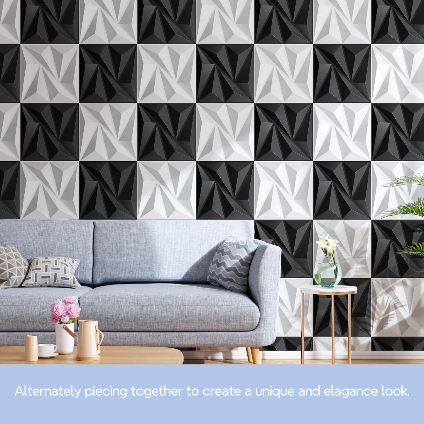 STICKGOO 33 Pack 3D Wall Panels for Interior Wall Decor, 12''x12'' PVC Textured Panels, White Accent Wall Panles for Living Room, Bedroom, TV Background