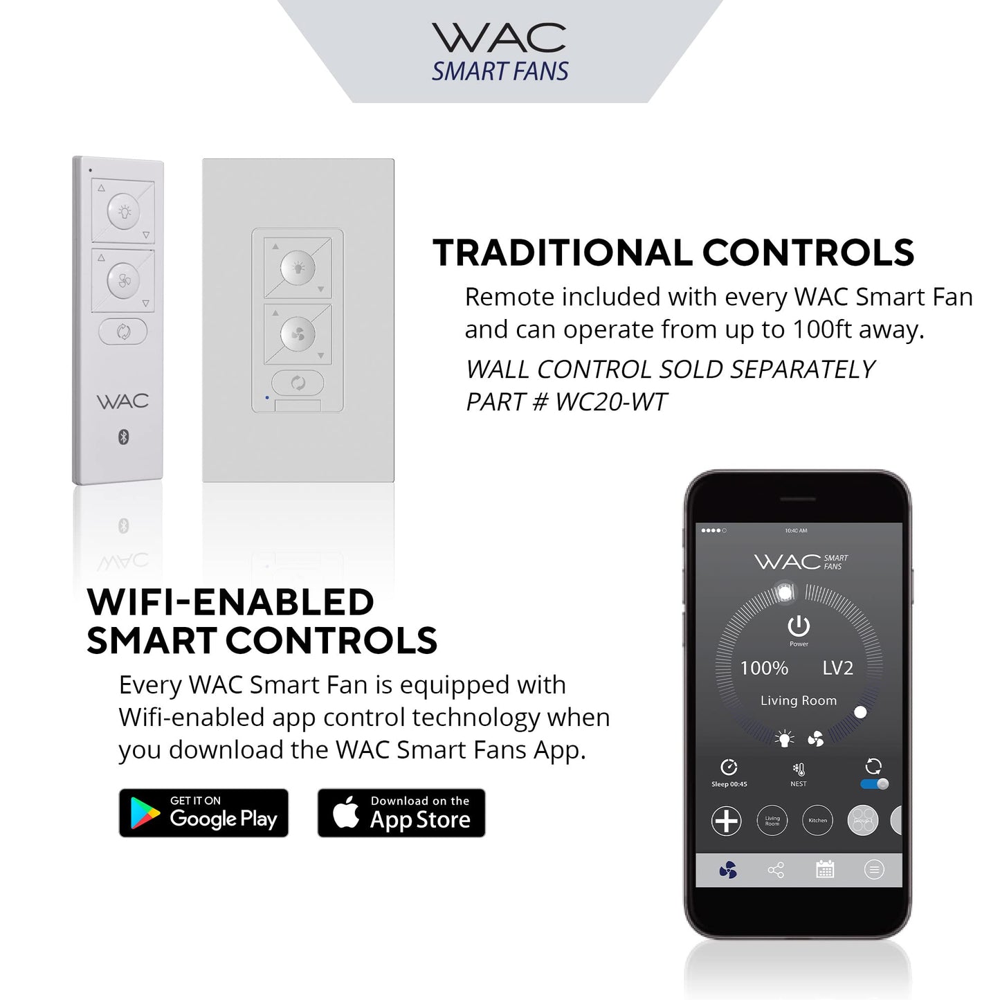 Clean Indoor/Outdoor 3-Blade Smart Compatible Ceiling Fan 52in Matte White with Remote Control and Wall Cradle. Works with iOS/Android, Alexa, Google Assistant, Samsung SmartThings, and Ecobee.