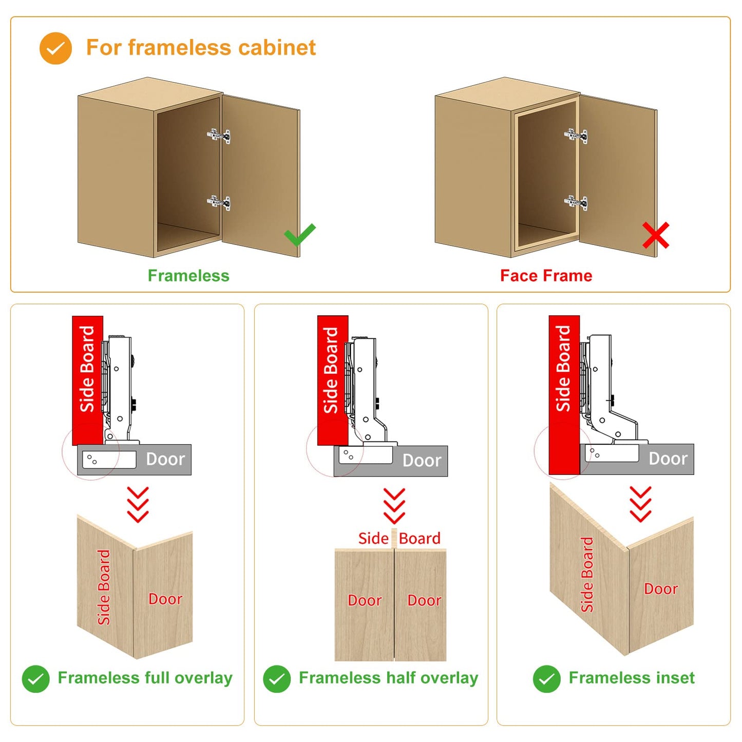 Chibery 10 Pack Frameless Inset Soft Close Concealed European Hinges, Self Closing Satin Nickel, 105 ° Open Angle 4D Adjustment, Speed Control, Clip On, Stainless Steel for Cabinet Door