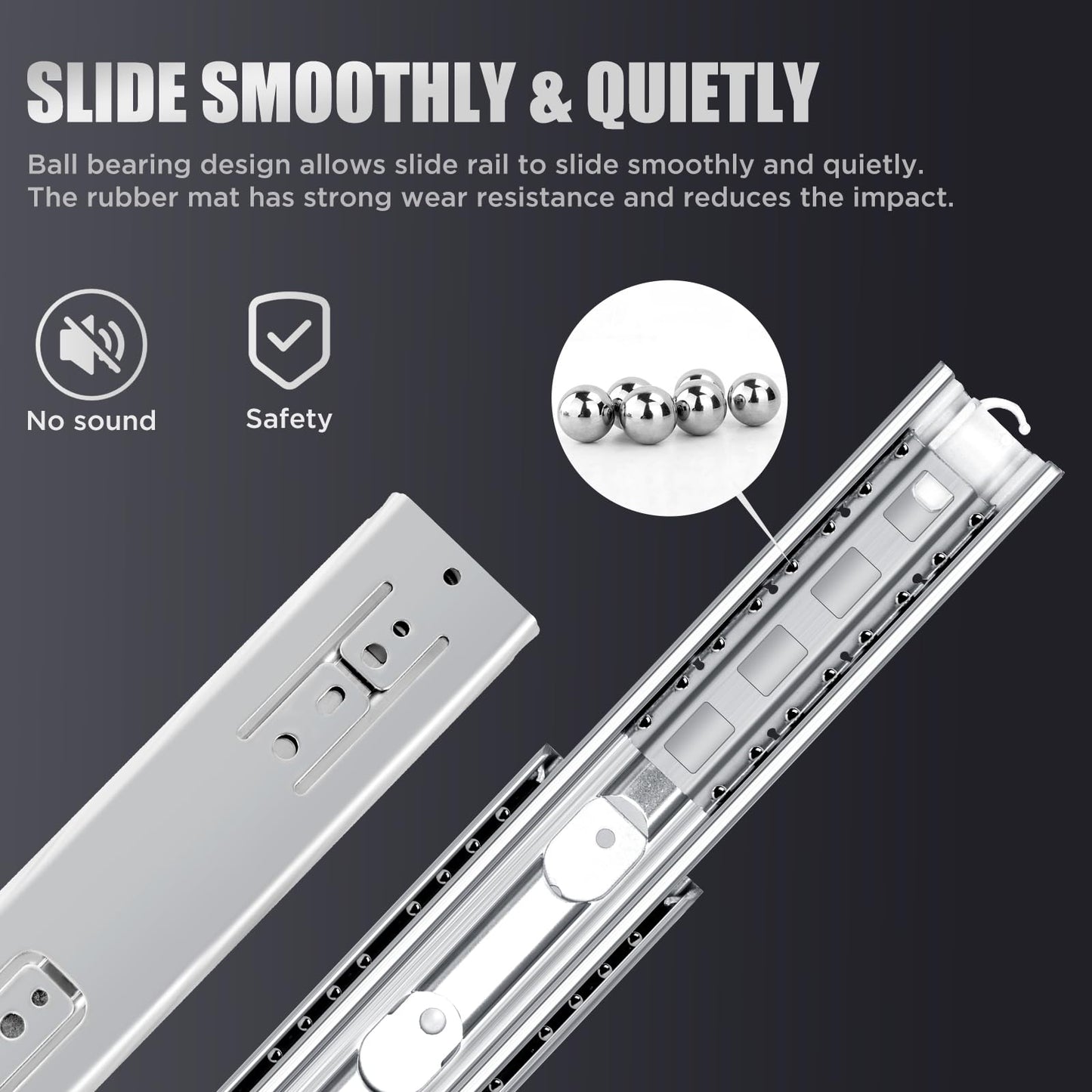 SLIDEWAY 200 Lbs Heavy Duty Drawer Slides 1 Pair 8 10 12 14 16 18 20 22 30 32 40 Inch Full Extension Ball Bearing Sliding Rails Cabinet Runners Tracks Tool Box Glides-14 Inch