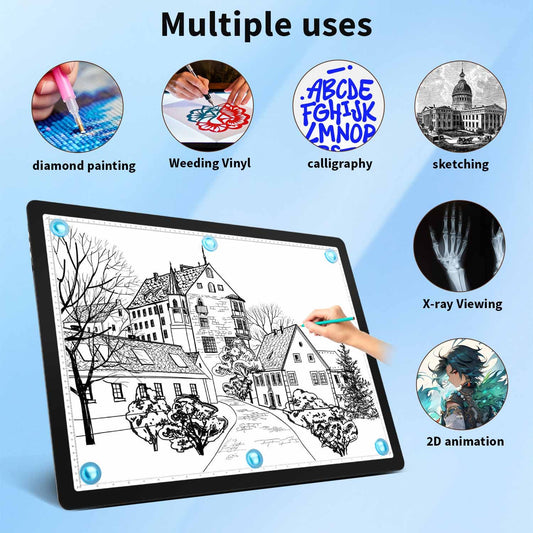 Heanolier Rechargeable A2(25.2" x 18.4") Light pad for Diamond Painting,Magnetic Light Board with Side Buttons,3 Color/6 Level Dimming,Wireless Light Box for Tracing,Light Table for Sketching,Drawing