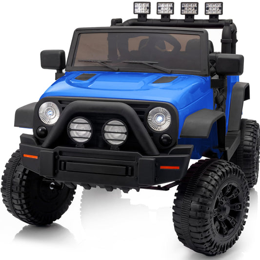 Outfunny Kids Ride on Car Toy, 12V Electric Car for Kids with Remote Control, LED Light - Blue