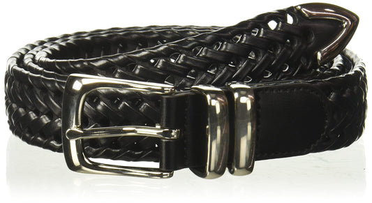 Perry Ellis Men's Portfolio Braided Leather Belt, Black, 30