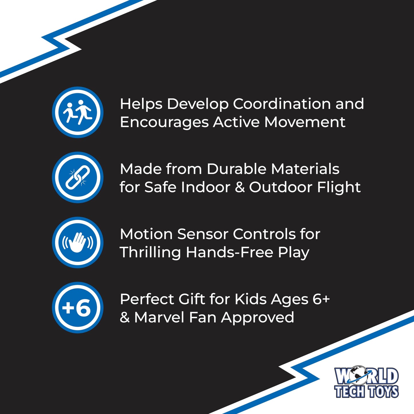 World Tech Toys Marvel Captain America Big Head Helicopter Toy – Motion Sensored Flying Toy for Kids - Marvel Licensed - Kids 6+