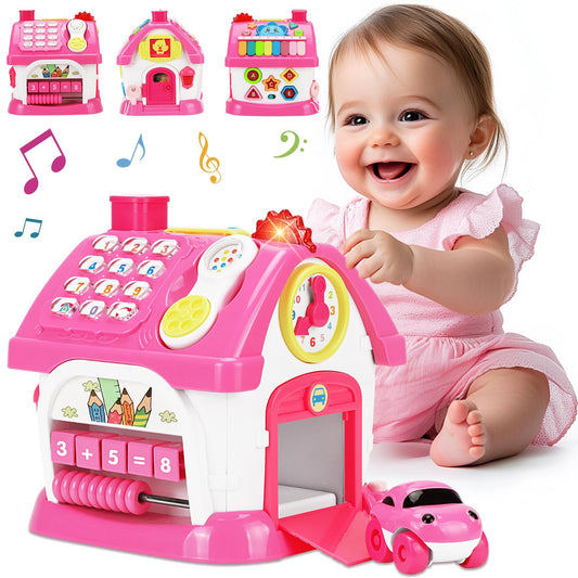 Aitbay Toys for 1 Year Old Girl Gifts: Baby Musical Toys 12-18 Months 8-in-1 Multi-Functional House - Montessori Educational Toys for Toddlers 1-3 - First Christmas 1st Birthday Gifts