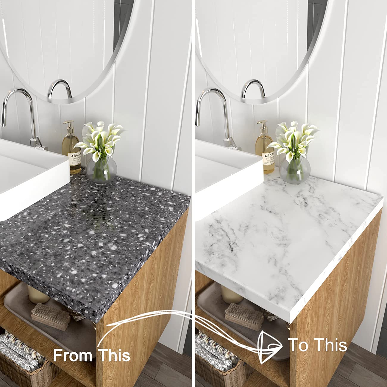 Decotalk Peel and Stick Countertops Contact Paper Marble Contact Paper White 12x200 Inch Marble Wallpaper for Countertops Kitchen Table Matte White Marbles Vinyl Wrap Waterproof