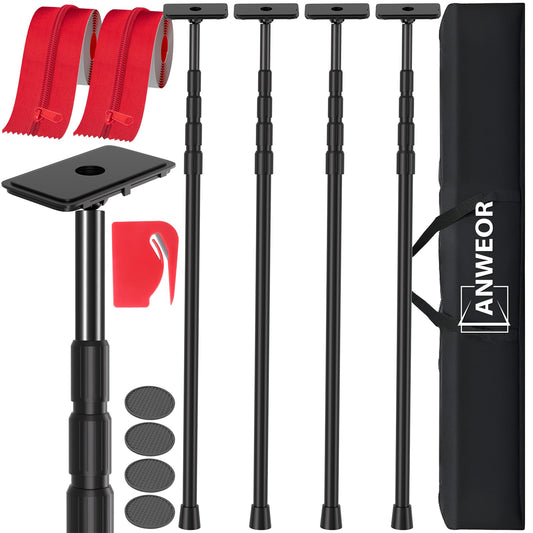 10FT Dust Barrier Poles Kit,Spring Retractable Zipper Wall Poles for Dust Barriers System,Home & Construction,Spring Barrier Loaded Poles for Renovation & Construction Renovation(Exclusive Patent)