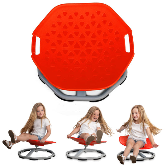 Special Supplies Spinning Chair for Kids- Versatile Kids Sit and Spin Sensory Chair for Training Body Coordination - Sensory Swivel Chair for Playroom, Bedroom, or Nursery (Red)