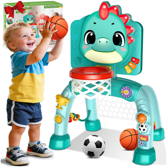 Zerhunt Baby Boy Toys for 1 Year Old: Motor Skills Development Energy Release by Mini Basketball & Soccer with Music & Light for Indoor Outdoor - Idea Christmas Birthday Gift for Boys Girls Age 1-3