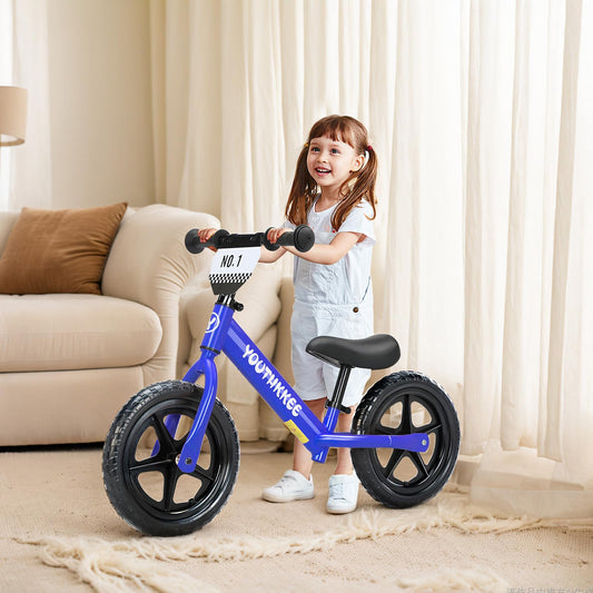 Youthkkee 12 Inch Toddler Balance Bike for 1-3 Year Olds, No-Pedal Bike with Tool-Free Adjustable Seat, Quick Assembly, Gift for 1-3 Year Old Boys & Girls with Customizable Plate