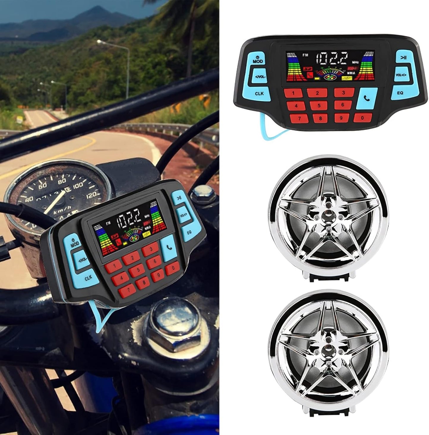 Keenso MP3 MP3 Motorcycle System, Motorcycle BT Player Audio Stereo Speaker System USB Memory Card Carrier