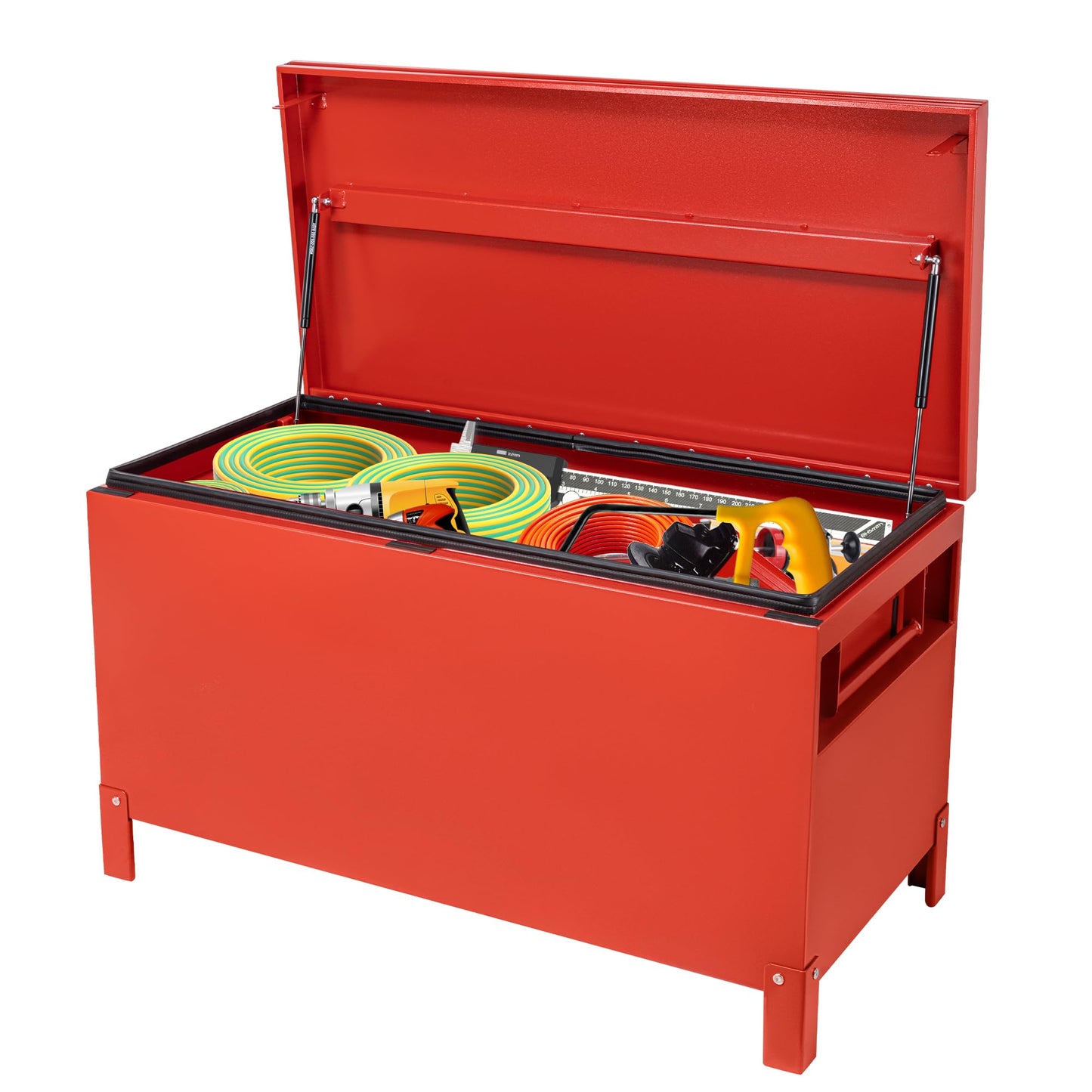 GarveeLife Heavy Duty Steel Truck Bed Tool Box - 36" XXL Lockable Jobsite Storage Chest - Weatherproof, Side Handles - For Pickup, Van, Trailer - 36x15x15, Burgundy