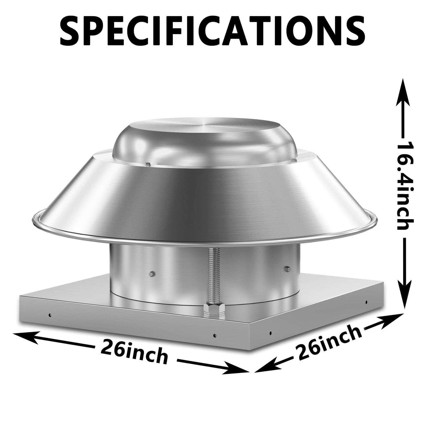 FICBXRA Roof Exhaust Fan Direct Drive Axial Downblast Exhaust Fan -26" Fan Base, 1/3 HP 115 Volt Single Phase Motor 2400 CFM