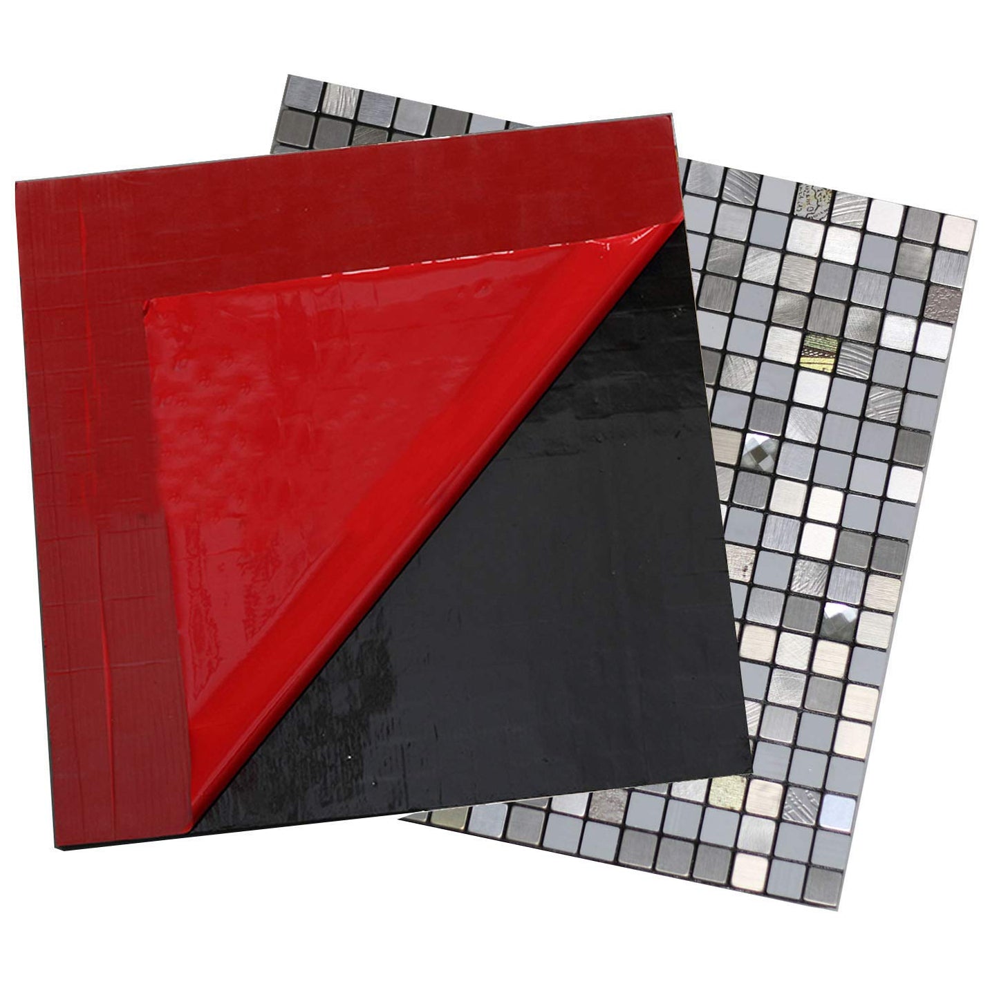 10 Sheets Self-Adhesive Aluminum Mosaic Peel and Stick Metal Tiles 3D Wall Sticker Panel Backsplash for Kitchen & Bathroom (12"x12" Bronze) (10 Silver White)