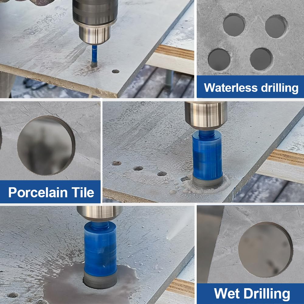 HIGHDRIL 13Pcs Diamond Hole Saw Kit and Dry Diamond Tile Drill Bit with Hex Shank,HIGHDRIL