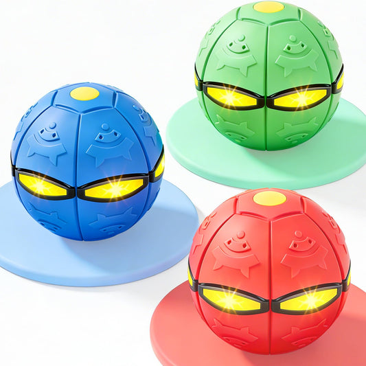 FZHZVVZPY Magic Bouncing Pop Up Balls 3 Pack with 6 LED Lights for Kids, Dual Form Meta Ball Transforming Design, Flying Saucer Ball Toy, Interactive Bouncy Balls for Parent-Child Interaction