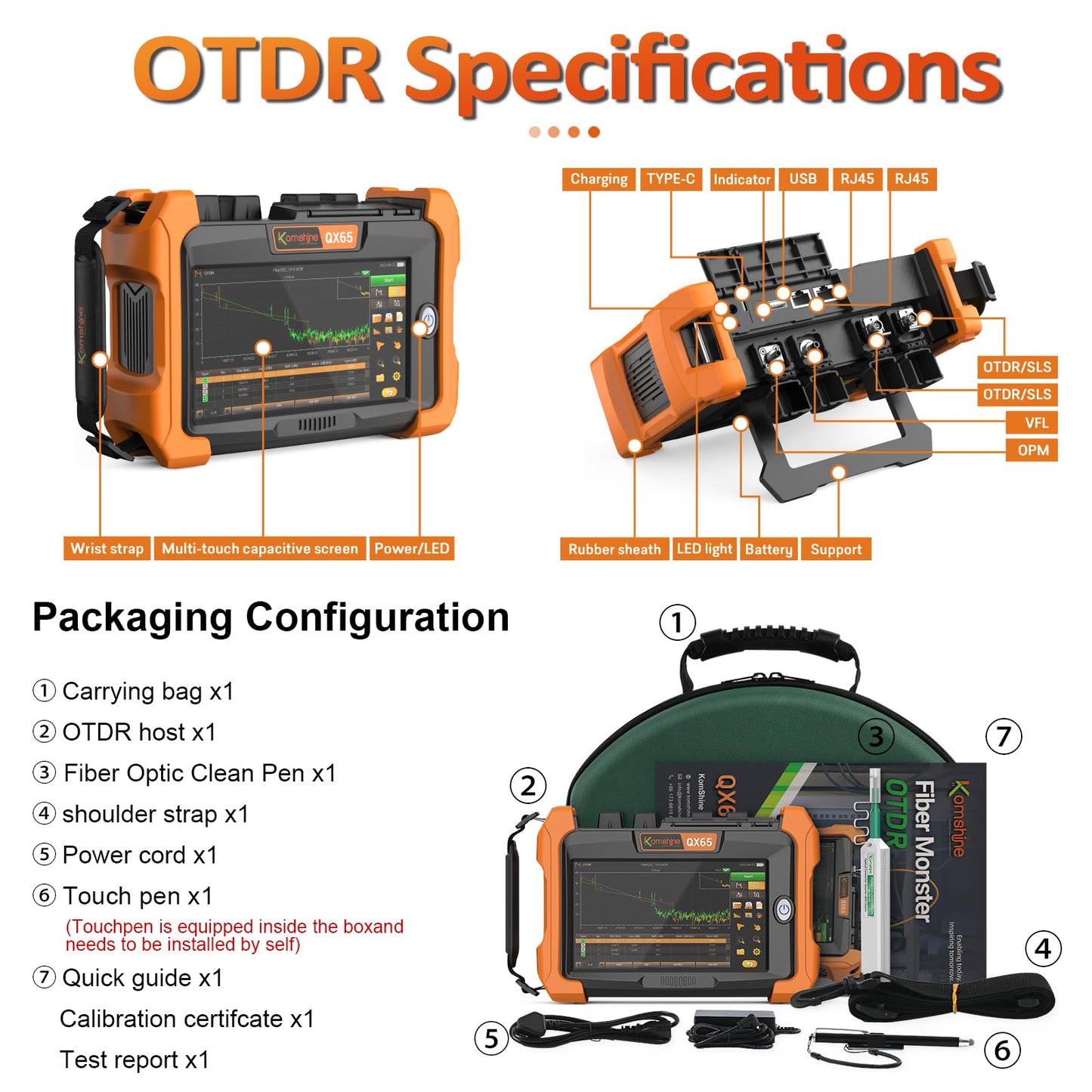 Live iOLM 1310/1550/1625nm 32/30/28dB PON Fiber OTDR Built-in OPM+ OLS+ VFL+ Event Map+ WiFi Remote +RJ45, OTDR with SOR PDF Format+Self Calibration+Bidirectional Test+7" Touchscreen