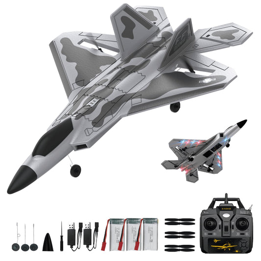RCkuler RC Planes,4 Channel F22 Raptor Remote Control Airplane with LED Light, 6-Axis Gyro, 3 Flight Modes, One-Key Aerobatic,Wingspan 360mm Fuselage 500mm,EPP Foam, RTF Suitable for Outdoors and Gift