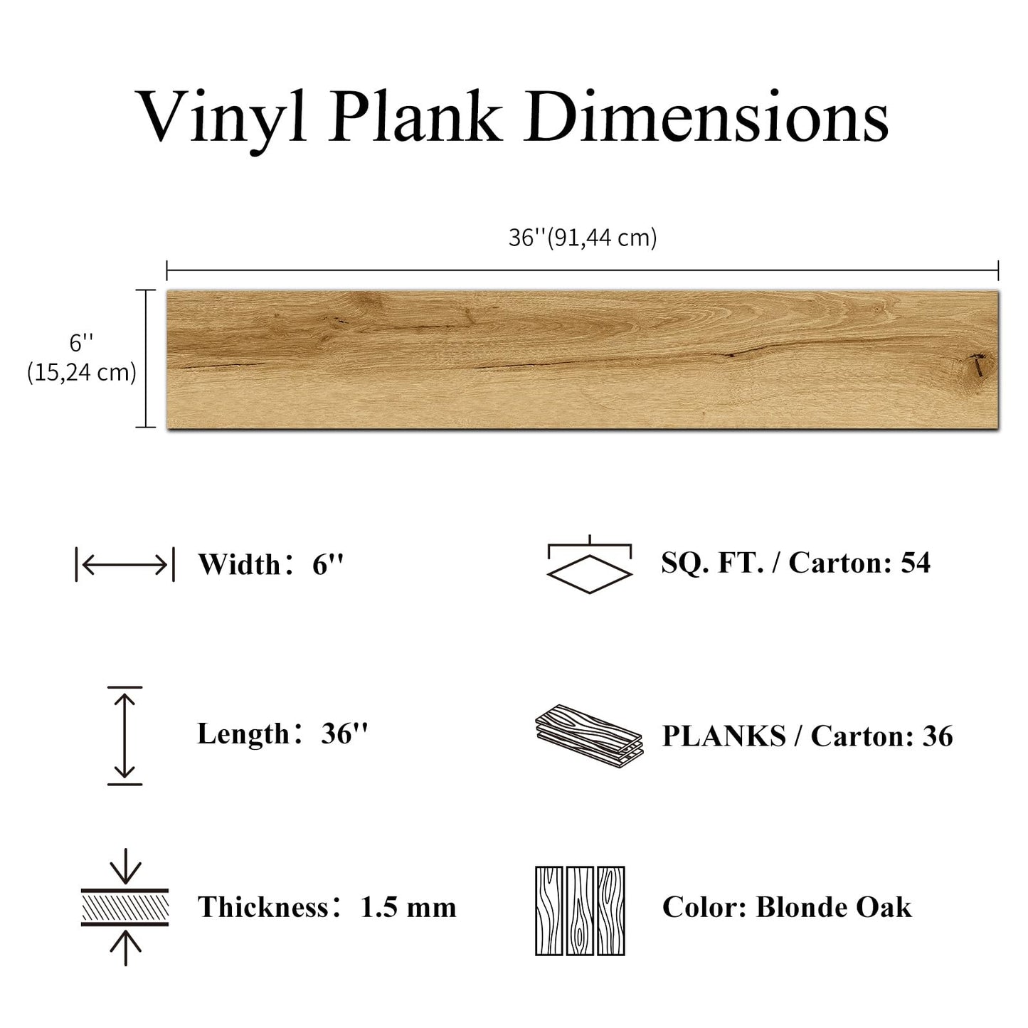 Mysflosy Peel & Stick Floor Tile, 36-Pack 54 Sq.Ft Waterproof Vinyl Flooring Self-Adhesive, Wood-Look Vinyl Planks for DIY Installation