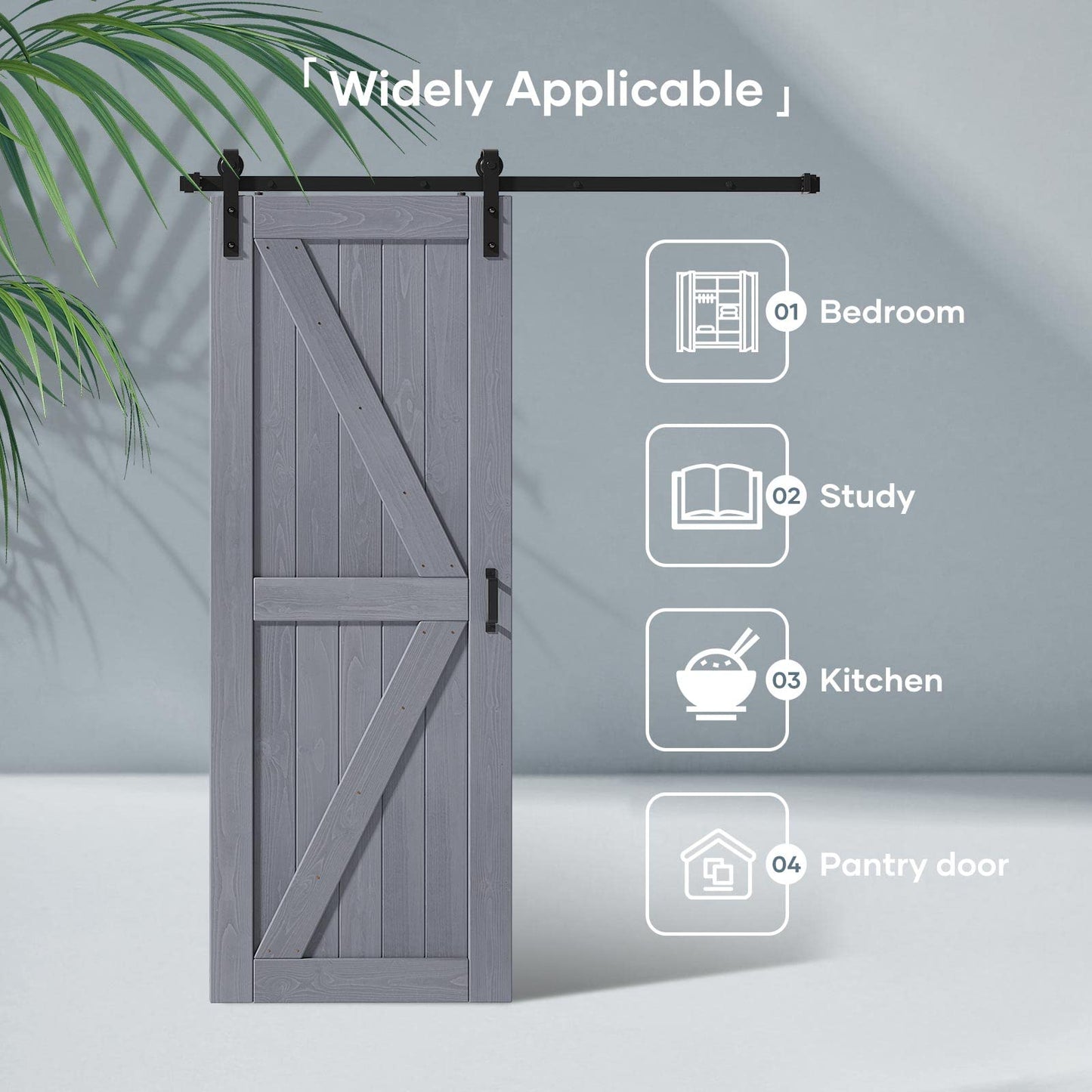 Fredbeck Grey Barn Doors Double 30x80 Wood Sliding Door for Bedroom