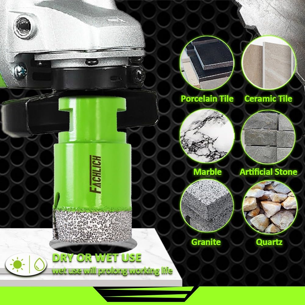 Tile Hole Saw Kit Diamond - (6/6/8/20/25/35/50/65/100mm Drill Bits+Finger Bit+Chamfer Bit+Adapter+Tile Blade) Diamond Hole Saw Kit for Porcelain Ceramic Marble Brick Granite,5/8"-11 Thread