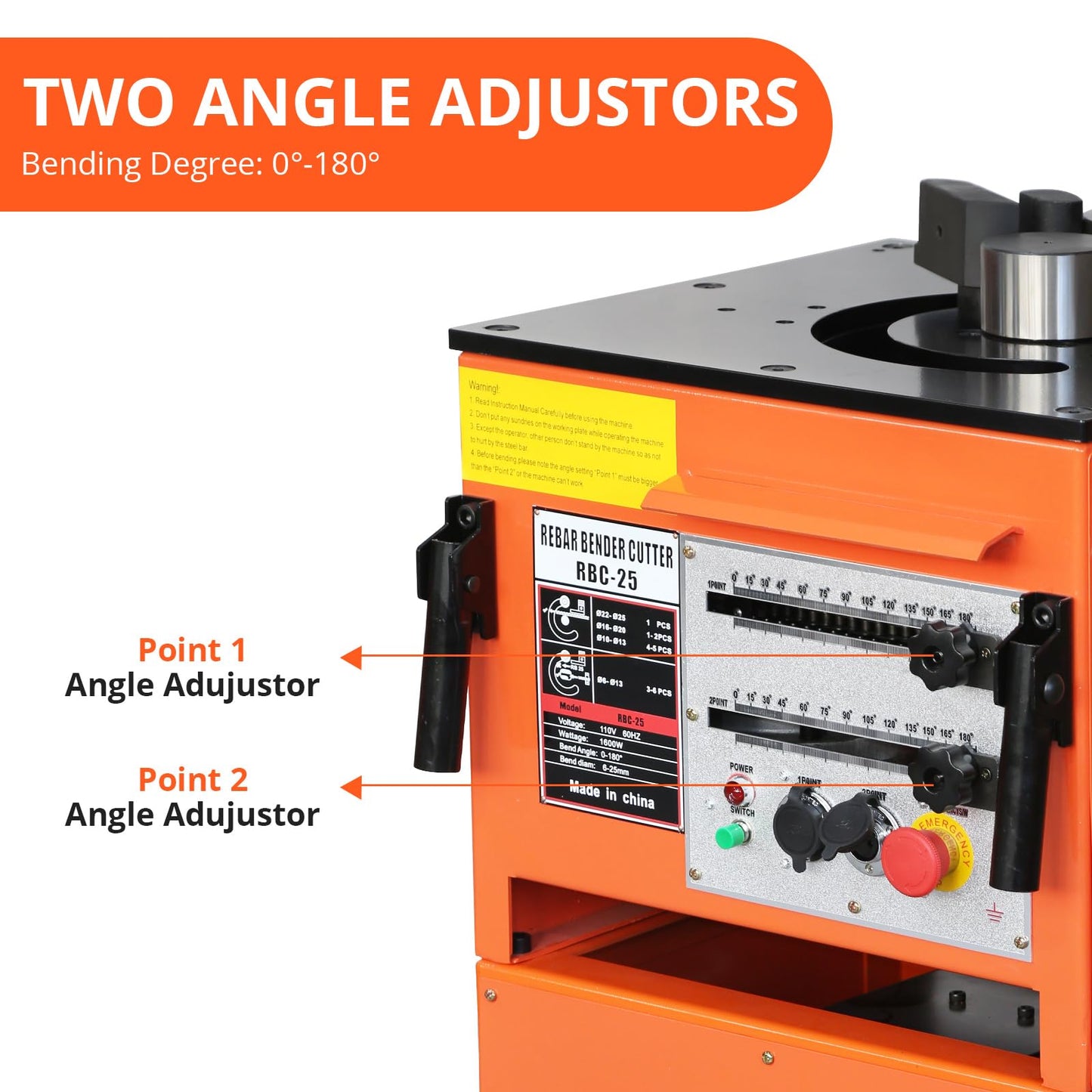 1600W Rebar Bender,19.6"l x 17.7"w x 31.1"h, Electric Rebar Bending Machine with Foot Pedal and Handle, 0°-180° Adjustable Bending Angle, 6-7 Seconds Fast Bending Speed