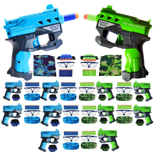 Wishery Nerf Party Supplies 10 Sets - Complete Nerf Party Favors with Mini Guns, Darts, Bandanas, Goggles Ages 4-12