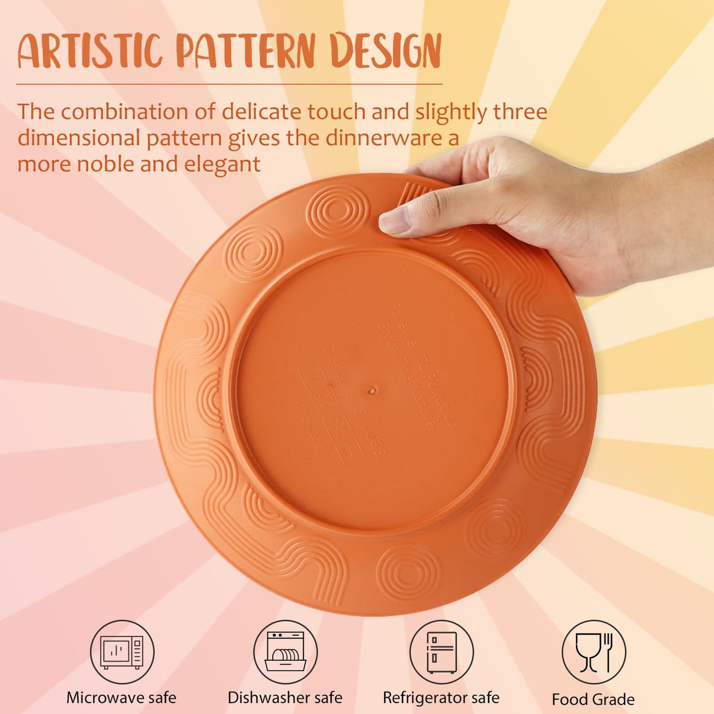 Perlapoc Wheat Straw Dinnerware Sets 40 PCS - Dishes Set for 8 Unbreakable Plates and Bowls Sets with Cups Dishwasher & Microwave Safe Lightweight Dinnerware for Kitchen Camping RV - Mondrian Colors