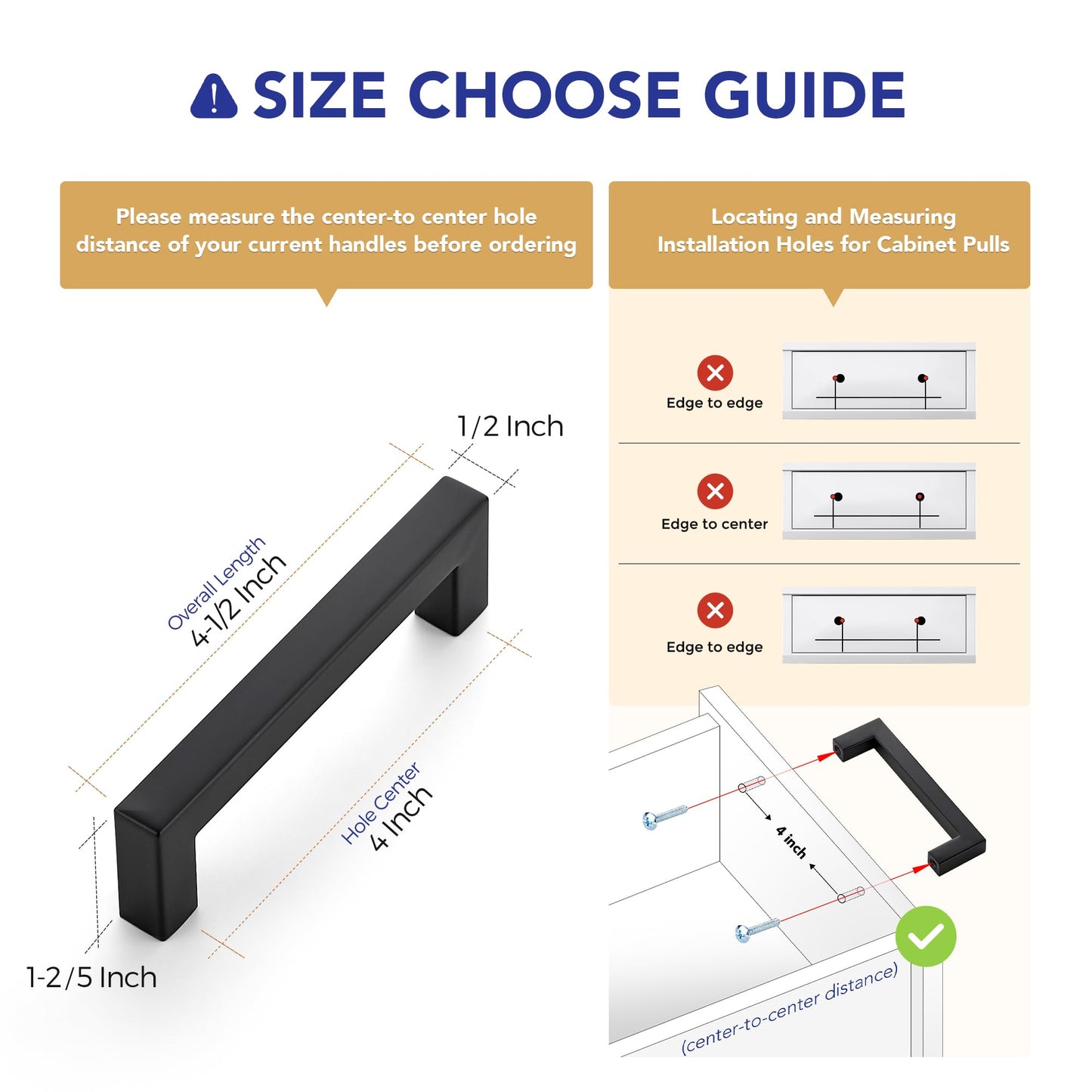 Ravinte 30 Pack 4 Inch Kitchen Square Cabinet Handles Matte Black Pulls Black Drawer Pulls Kitchen Cabinet Hardware for Cupboard Drawer Handles