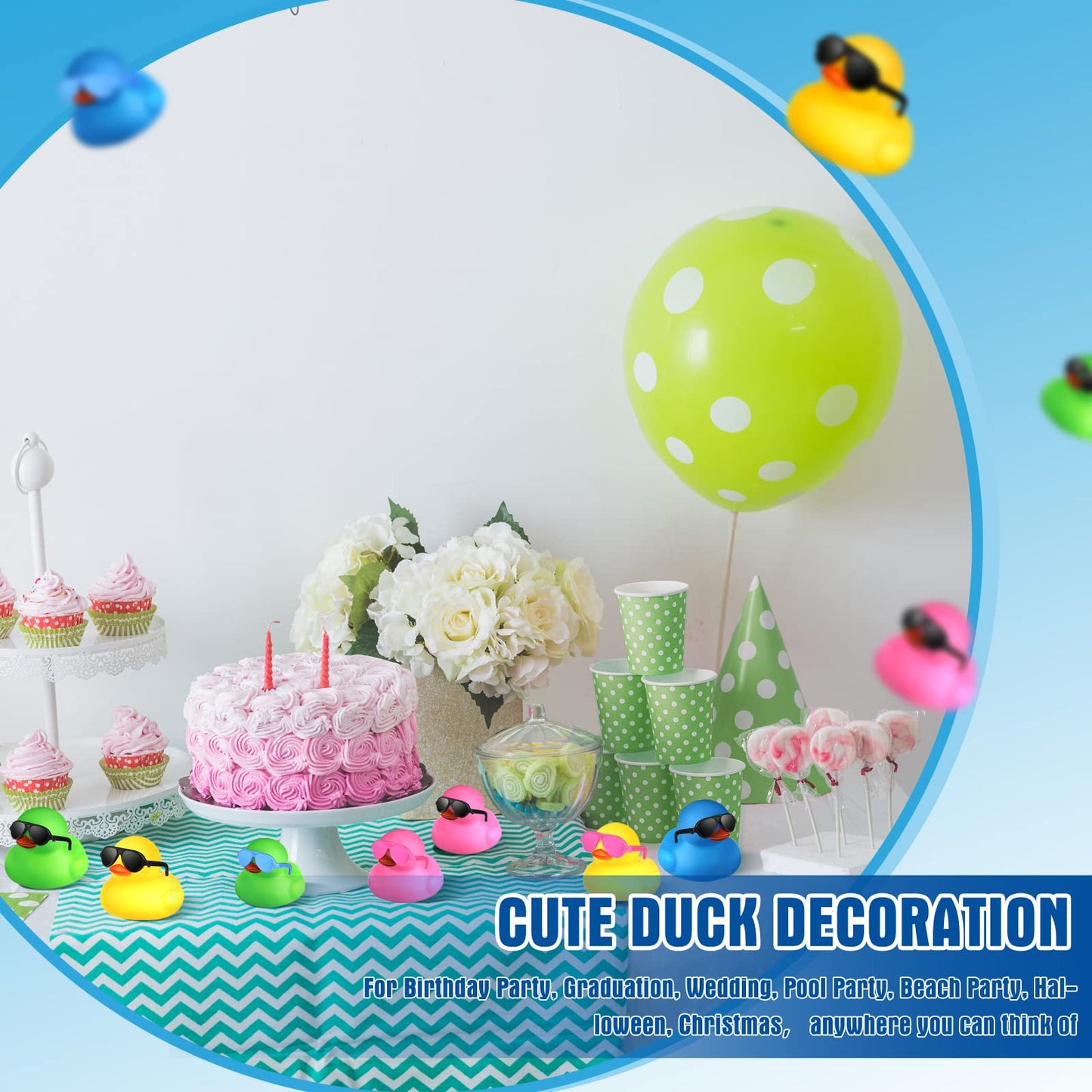 Chivao 36 Pcs Mini Rubber Ducks with 36 Sunglasses Rubber Ducks in Bulk Bathtub Duckies Toys for Kids Christmas Valentine Gifts Birthday Party Favors Cruise(Multi Color,Duck with Sunglasses)