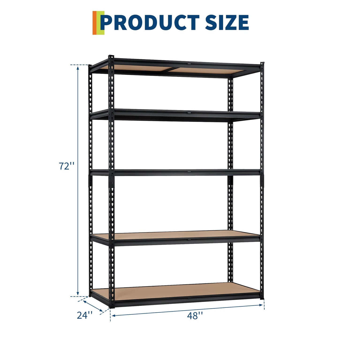 Heavy Duty Storage Shelving Racks, 5-Tier Adjustable Metal Garage Storage Shelves, 2500 LBS Capacity, 48" W x 24" D x 72" H Muscle Racks for Garage, Basement, Kitchen Pantry, Laundry Room