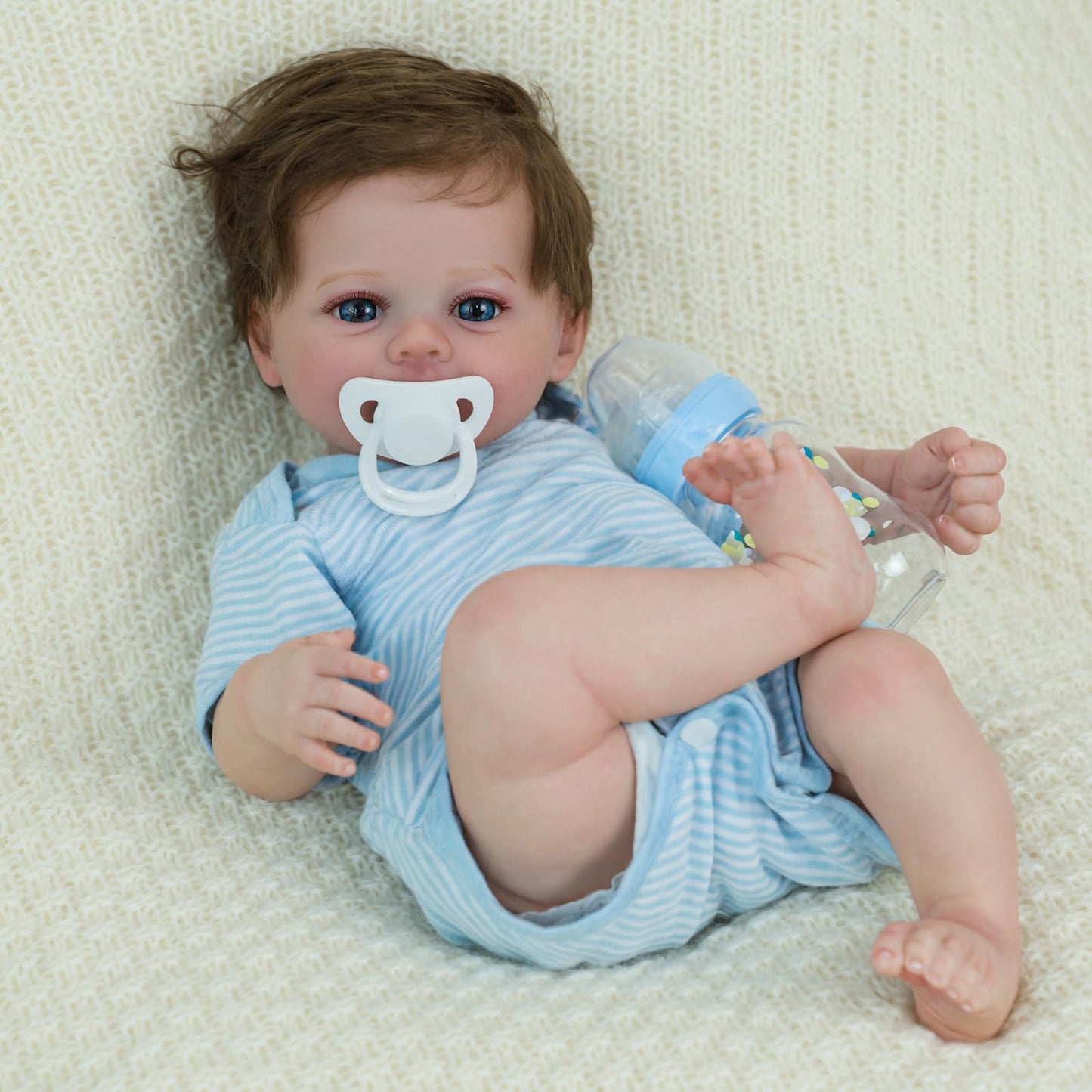 SCOM 18-Inch Reborn Baby Dolls Boy - Realistic Newborn Baby Doll, Lifelike Weighted Soft Body, Adorable Poseable Real Life Doll with Accessories – for Kids Age 3+ & Collectors Gift