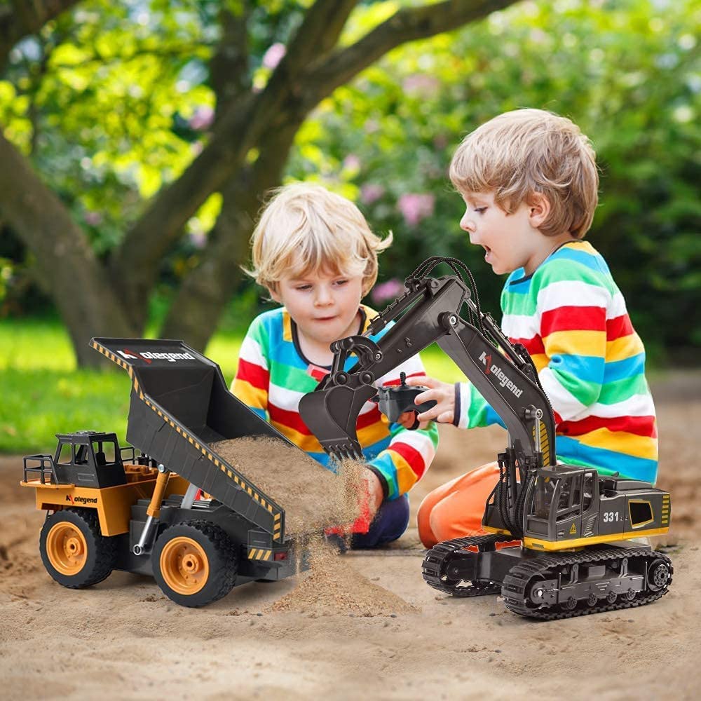 kolegend Remote Control Dump Truck RC Truck Construction Vehicle Truck Toys with Rechargeable Battery for Toddlers Kids Boys and Girls