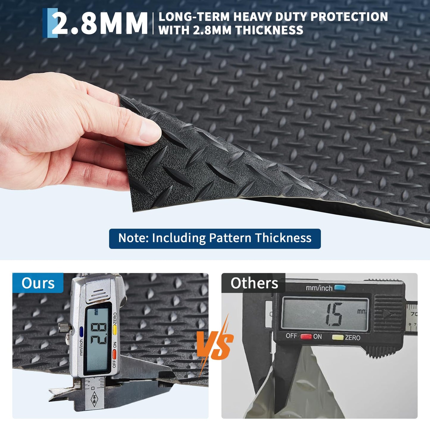 7.8 x 22 FT Garage Floor Mat, 2.8mm Thickened Diamond Plate PVC Garage Mats Flooring Roll for Under Car, Garage Car Parking Mats for Compact SUVS, Sports Car