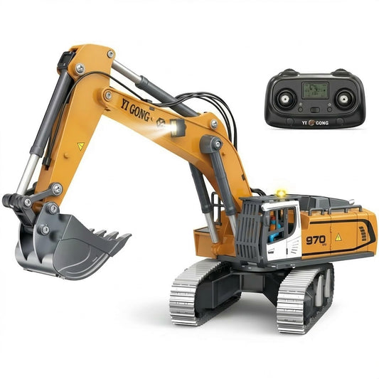 Munmel 1/50 Remote Control Excavator Metal Rc Construction Vehicles Digger Models Suitable for Adult Model Enthusiasts (Rc Excavator 970)