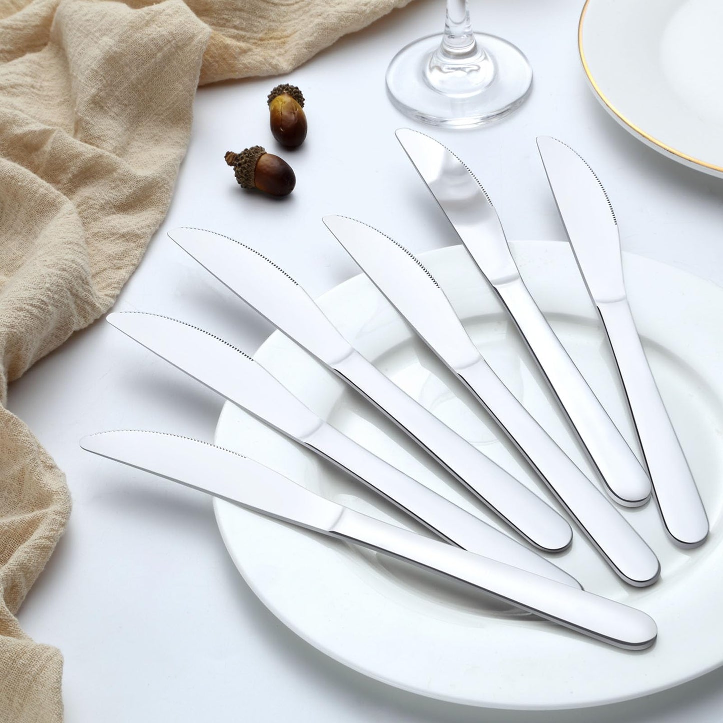 Pleafind 36-Pcs Dinner Knives, 9.1 Inch Stainless Steel Dinner Knife, Sturdy Butter Spreader Knife, Silverware Cutlery Table Knives for Home, Restaurant, Kitchen, Mirror Polished and Dishwasher Safe