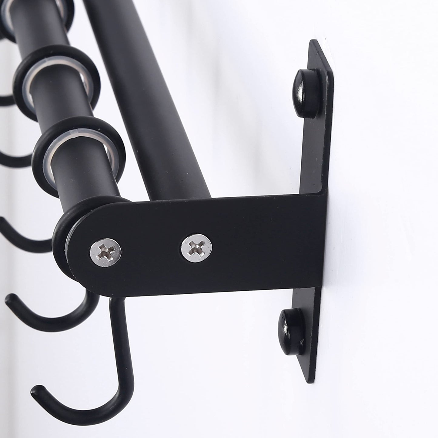 Dseap Pot Rack - Pots and Pans Hanging Rack Rail with 8 Hooks, Double Bars, Pot Hangers for Kitchen, Wall Mounted,Black