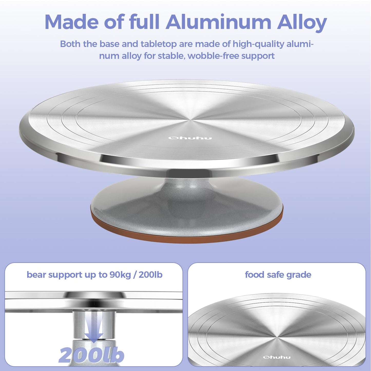 Ohuhu Cake Stand, Aluminium 12''Cake Turntable Decorating Bakery Supplies - BPA-Free Frosting Spinner Rotating Revolving Lazy Susan Perfect Mothers Day Gifts