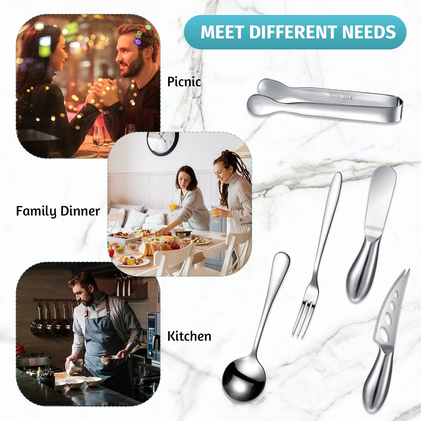 Patelai Charcuterie Board Accessories Cheese Spreader Knife Set Charcuterie Utensils Butter Knife Stainless Steel Mini Serving Tongs Spoons Appetizer Forks for Pastry(Silver,18 Pieces)
