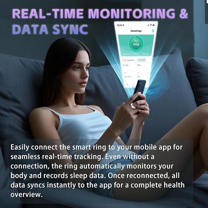 Smart Ring for Women Men ??Activity Tracker Ring with Heart Rate, SpO2, Blood Pressure, Sleep Monitoring, Step & Calorie Counter, 5ATM Waterproof, No Subscription Fee (Silver, 10)