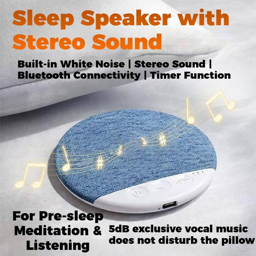 5.4 Bluetooth Pillow Speaker for Sleeping, Under Pillow Speaker Bluetooth with White Noise, Ultra Slim Blue-Tooth