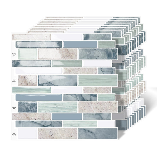 10-Sheet Peel and Stick Kitchen Backsplash Tiles, 3D Waterproof Self Adhesive Wall Tile Stick on Backsplash for Kitchen and Bathroom(Sage Green,12"×12")