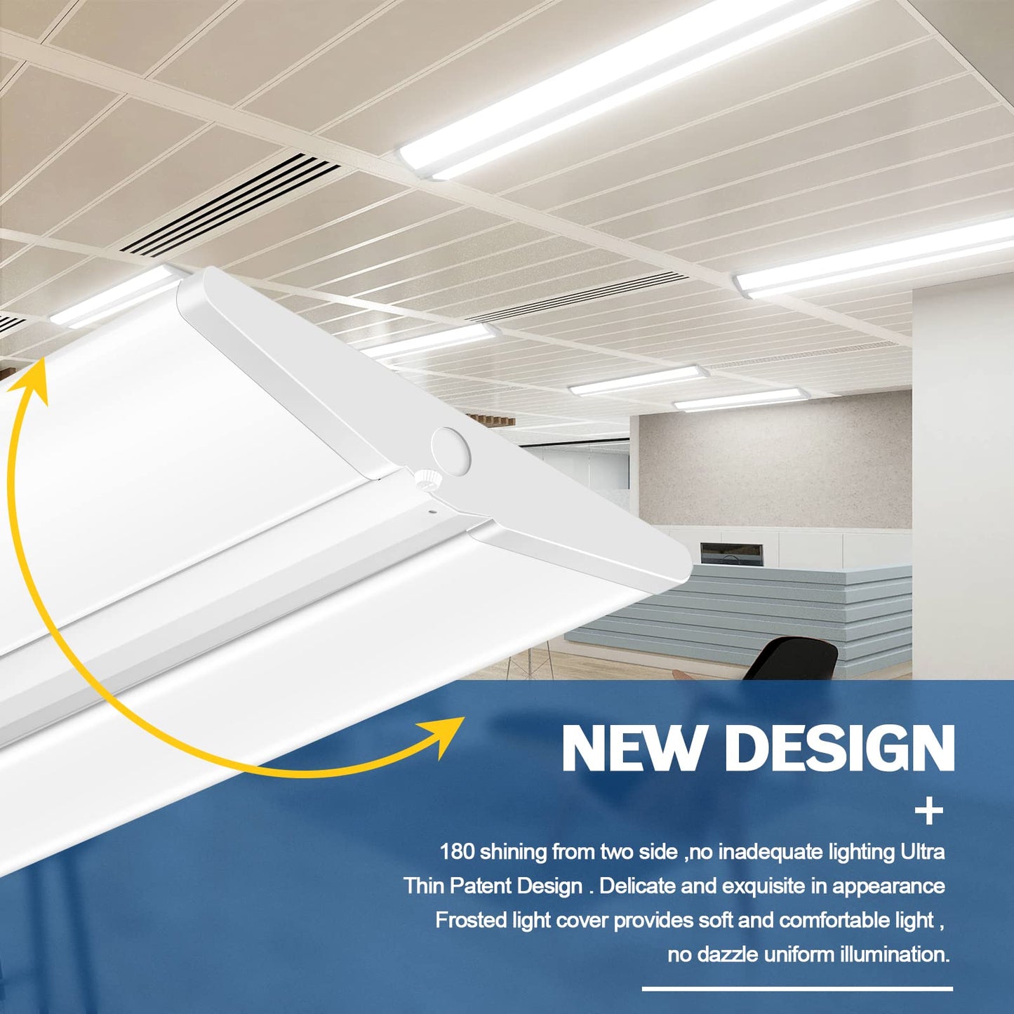 ANTLUX 72W 4FT LED Wraparound Light, Ultra Slim LED Shop Garage Lights Flush Mount, 8000 Lumens, 4000K, No Glare, 4 Foot Wrap Office Ceiling Lighting Fixture, Fluorescent Tube Replacement, 4 Pack