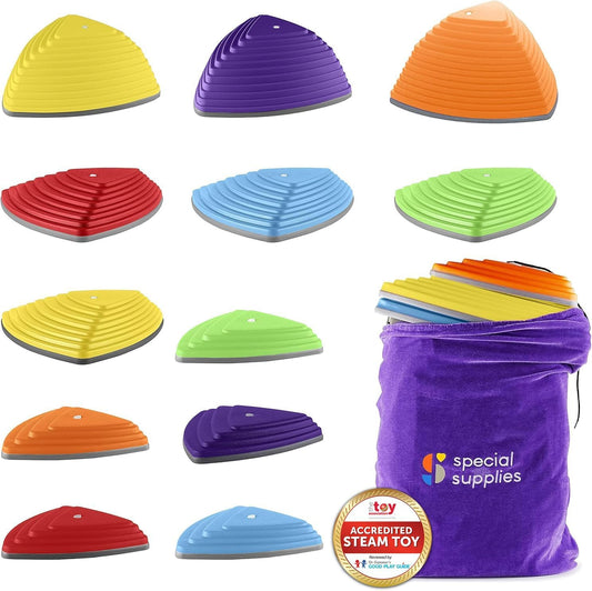 Special Supplies Stepping Stones for Kids Indoor and Outdoor Balance Blocks Promote Coordination, Balance, Strength Child Safe Rubber, Non-Slip Edging (12 Pk)